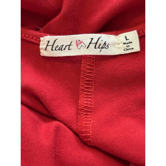 Heart & Hips Red Spaghetti Strap Bodycon Spandex Dress Large Low Back Side Slit - Picture 8 of 10